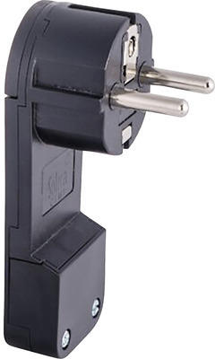 Winkelflachstecker SCHUKO® klappbar, 2P+T 250 V 16 A, schwarz