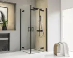 Hornbach Eckeinstieg mit Pendeltür Schulte TouraPlus 900x900x2000 mm Echtglas Klar hell schwarz EP662418 68 500 68 65 39