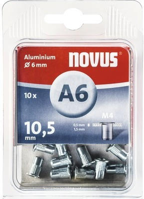 Novus Blindnietmutter M4 Ø6x10,5 mm Nietmutter Aluminium 10er Pack