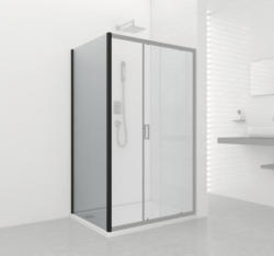 Duschseitenwand für Duschtür Sanotechnik Elite F90B 1950x900 mm Echtglas Klar hell schwarz