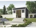 Hornbach Blockbohlenhaus weka Lugano 2 mit Fußboden 295 x 239 cm anthrazit-weiß
