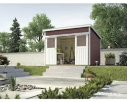 Schiebetürhaus weka Lugano 3 mit Fußboden 295 x 299 cm schwedischrot