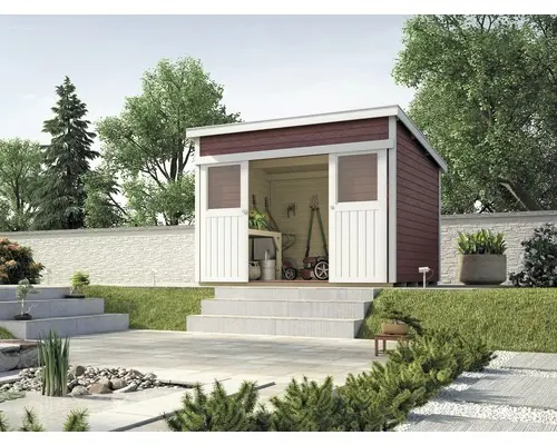 Schiebetürhaus weka Lugano 3 mit Fußboden 295 x 299 cm schwedischrot