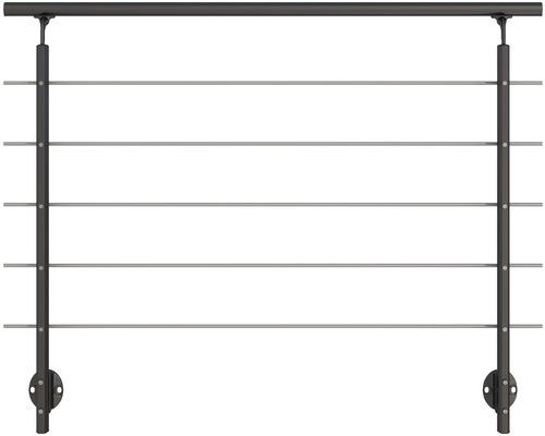 Geländer-Komplettset Pertura Aluminium anthrazit mit fünf Edelstahlstäben für Seitenmontage B: 1.50 m