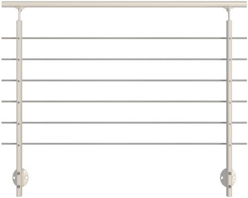 Geländer-Komplettset Pertura Aluminium weiß mit sechs Edelstahlstäben für Seitenmontage B: 1.50 m