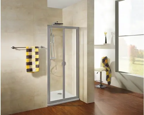 Drehfalttür für Nische und Seitenwand Schulte Kristall/Trend 900x1850 mm Echtglas Klar hell alunatur