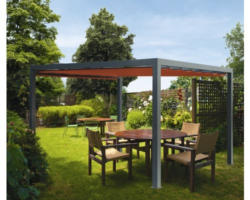 Pavillon Grau 500 x 600 cm Dessin 8207 rot ohne Senkrechtmarkise