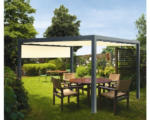 Hornbach Pavillon Grau 300 x 300 cm Dessin 6610 gelb mit Senkrechtmarkise
