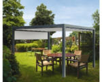 Hornbach Pavillon Grau 300 x 400 cm Dessin 320923 grau mit Senkrechtmarkise