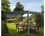Hornbach Pavillon Grau 300 x 300 cm Dessin 320925 grau mit Senkrechtmarkise