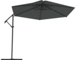 Hornbach Sonnenschirm Ampelschirm Soluna Lyon mit Kurbelfunktion und Kreuzfußständer Ø 300 cm Polyester dunkelgrau