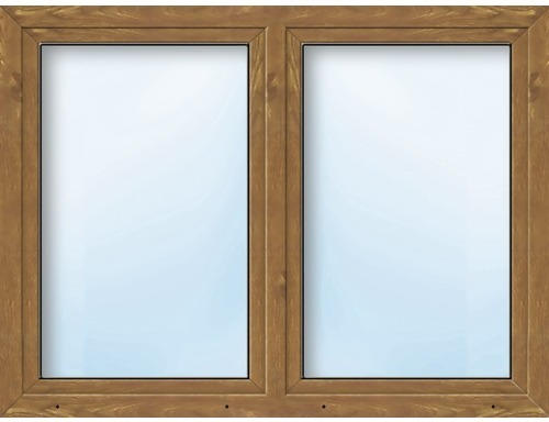 Kunststofffenster 2.Flg.mit Stulppfosten ESG ARON Basic weiß/golden oak 1400x1550 mm