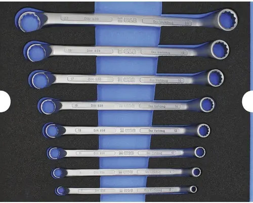 Moduleinlage Doppelringschlüssel Industrial Gr. L 268 x 38 x 342 mm schwarz 8-tlg