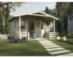 Hornbach Gartenhaus weka hohes Durchgangsmaß 195 cm, mit Vordach, Brüstung und Fußboden 380 x 380 cm natur