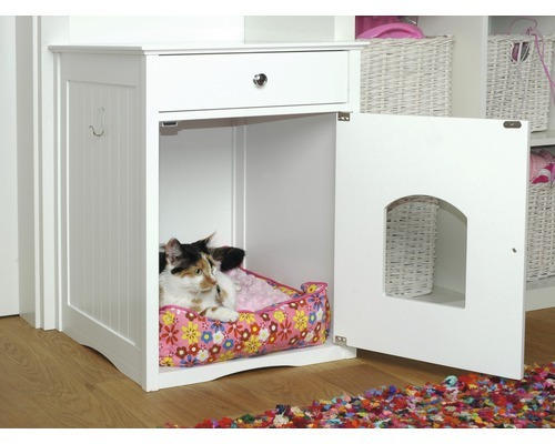 Katzenschrank Mohrle mit Schublade 52x48x63 cm weiß