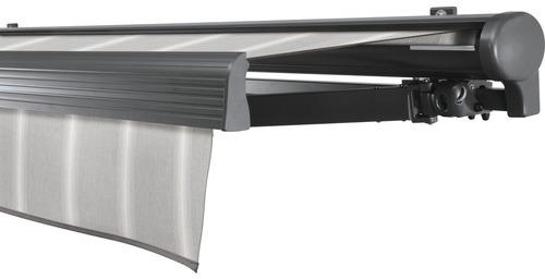 SOLUNA Halbkassettenmarkise Comfort 6x2,5 Stoff Dessin Trend D418 Gestell RAL 7016 anthrazitgrau inkl. Motor, Wandschalter