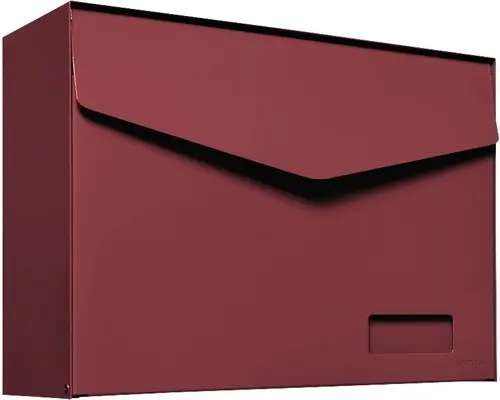 MEFA Briefkasten Stahl pulverbeschichtet BxHxT 430x312x178 mm Letter 113 Oxydrot RAL 3009 semimatt mit Namensschild + Klappe