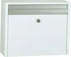 MEFA Briefkasten Stahl pulverbeschichtet BxHxT 397/320/130 mm Minuet 99 Verkehrsweiß RAL 9016 glänzend Entnahme vorne mit Klappe