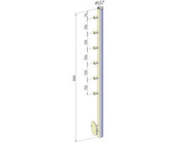 Geländerpfosten mit Seitenplatte Ø 42,4 mm x 1,1m / 6 Löcher