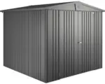 Hornbach Gartenhaus Biohort Europa inkl. Dachrinne Regale Set Lüftung 224 x 224 cm dunkelgrau-metallic