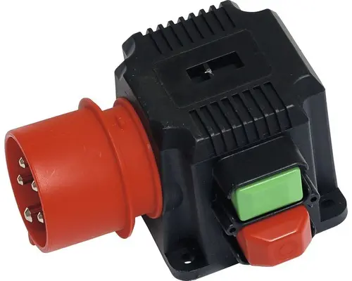 CEE-Aufbaugerätestecker PCE + UPS-Auslösung 16 A, 5-polig, schwarz-rot