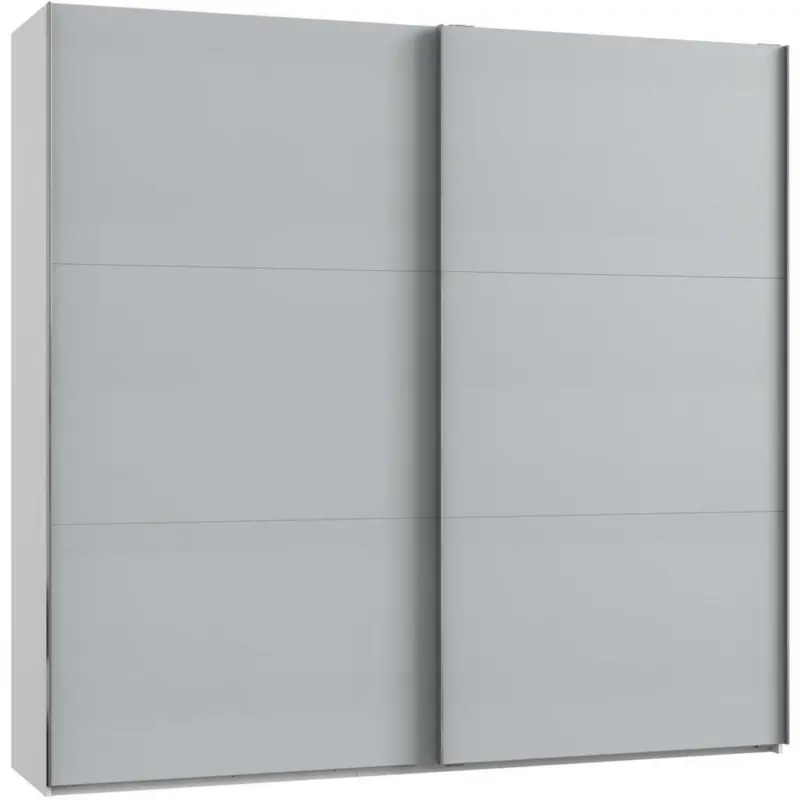 Schwebetürenschrank in Weiß, Hellgrau