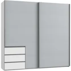 Schwebetürenschrank in Weiß, Hellgrau