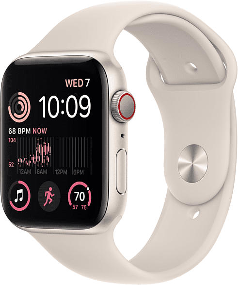 APPLE Watch SE 2022 GPS + Cell 44mm Aluminium Polarstern Sportarmband; Smartwatch