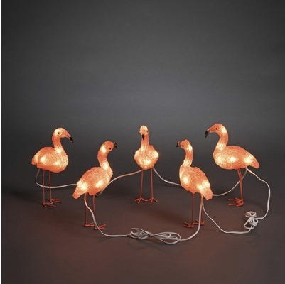 LED Acryl Flamingos Konstsmide 5er-Set bernstein