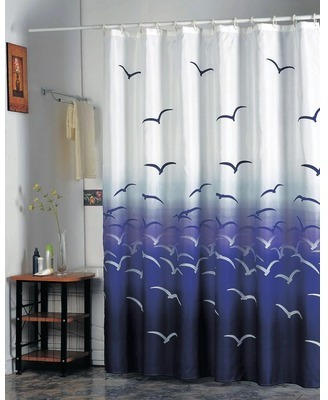 Duschvorhang Msv Möven mit Anti-Schimmel-Effekt 180x200 cm weiß blau violett