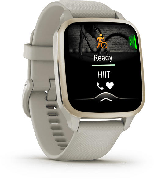 Garmin Smartwatch Venu® Sq 2 Music, 40mm, Grau/Cremegold
