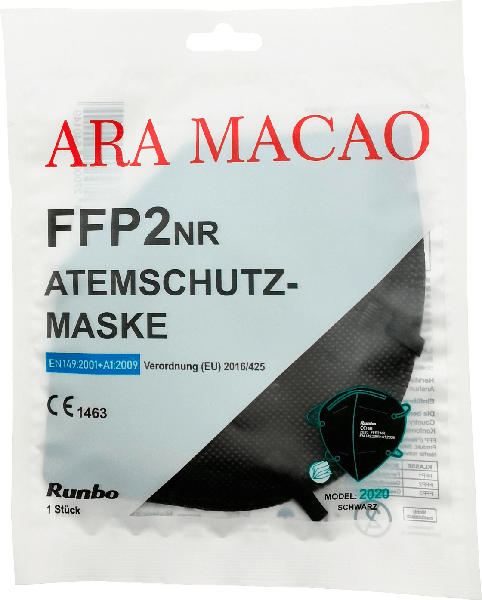 ARA MACAO FFP2 Atemschutzmaske, schwarz