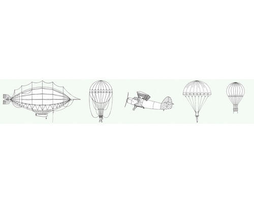 Bordüre 45826 Kids Walls Zeppelin Heißluftballon mintgrün 5 m x 17,5 cm