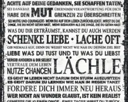 Selbstklebendes PVC-Panel A.S. Creation pop.up Lebensweisheit grau-schwarz-weiß 2,5 m x 35 cm