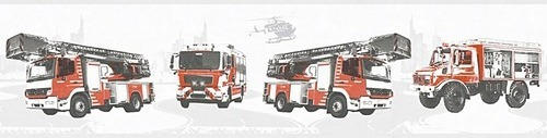 Bordüre 35814-2 Little Stars grau mit Feuerwehr