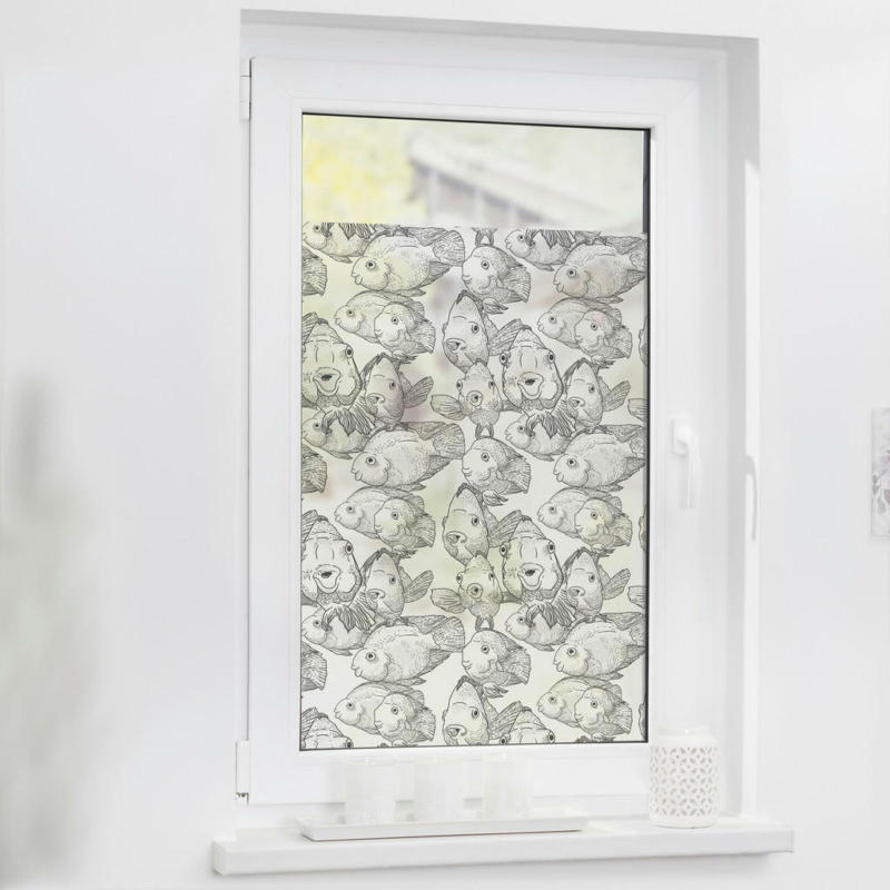 LICHTBLICK Fensterfolie Fische weiß B/L: ca. 100x100 cm