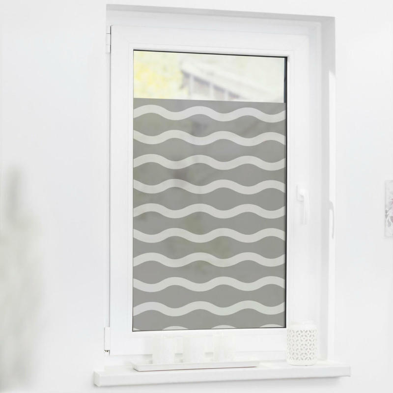 LICHTBLICK Fensterfolie Wellen grau weiß B/L: ca. 100x100 cm