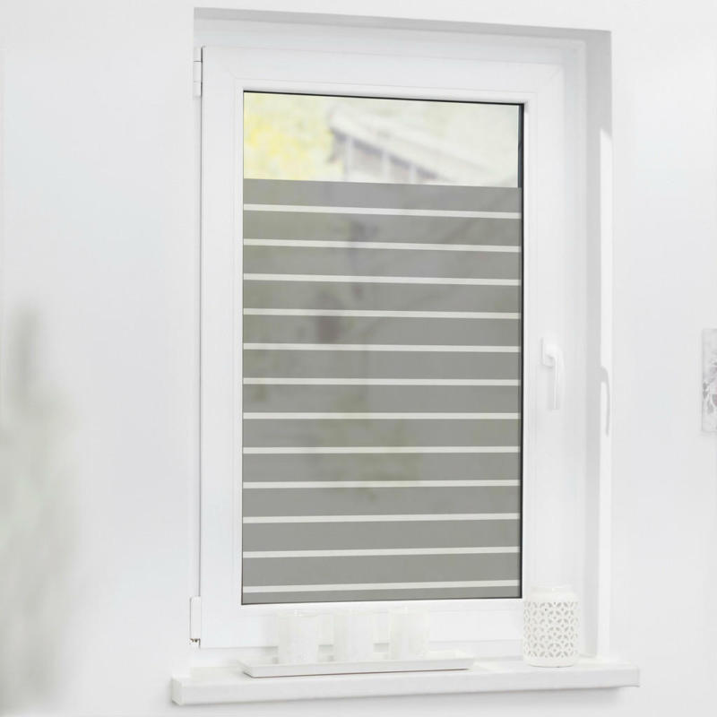 LICHTBLICK Fensterfolie Streifen grau weiß B/L: ca. 100x180 cm