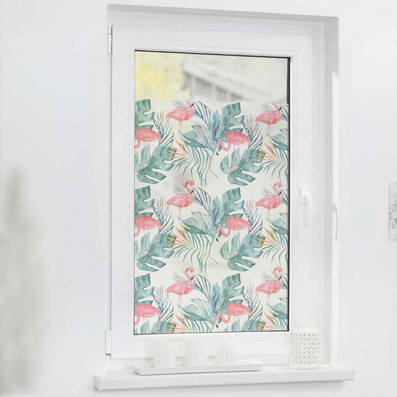 LICHTBLICK Fensterfolie Flamingo rosa grün B/L: ca. 100x130 cm