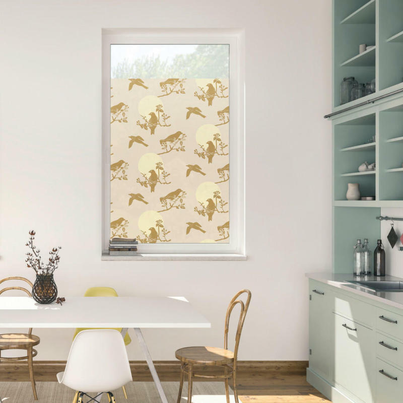 LICHTBLICK Fensterfolie Vögel beige B/L: ca. 100x130 cm