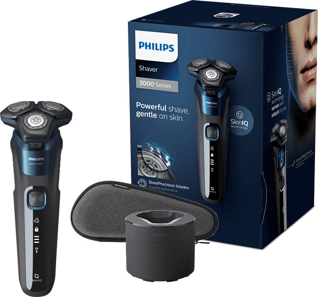 PHILIPS Shaver Series 5000 S5579/50 Elektronischer Nass- und Trockenrasierer, blau