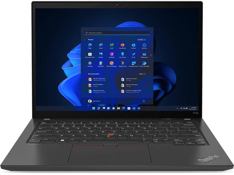 Lenovo Notebook ThinkPad P14s Gen3, i5-1240P, 16GB RAM, 512GB SSD, Quadro T550, 14 Zoll WUXGA, Win11 DG, LTE, Schwarz