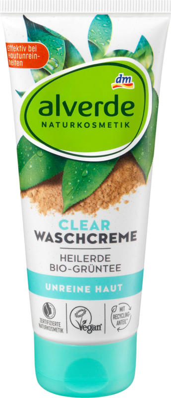 alverde NATURKOSMETIK Clear Waschcreme Heilerde Bio-Grüntee