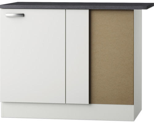 Eckunterschrank Optifit Lagos weiß glänzend 100x84,8x60 cm mit Drehtür