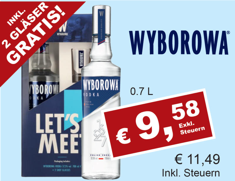 Wyborowa Wodka + 2 Gläser Gratis