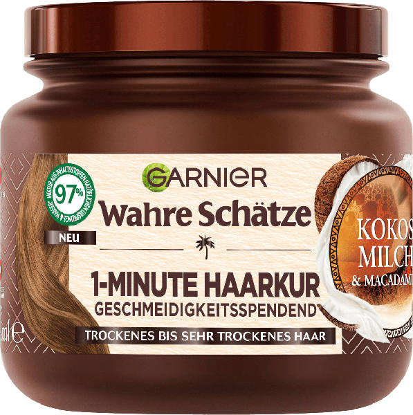 Wahre Schätze Haarkur 1-Minute Kokosmilch & Macadamia