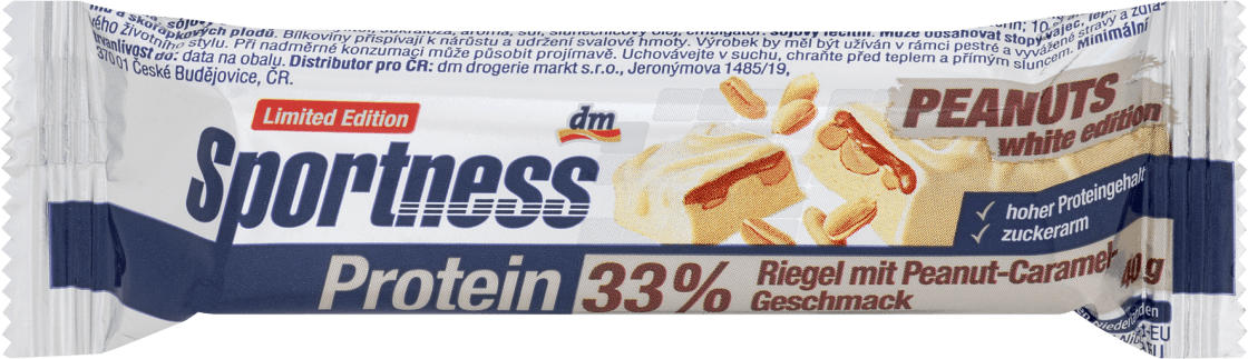 Sportness Proteinriegel 33%, Peanut Caramel Geschmack, White Edition