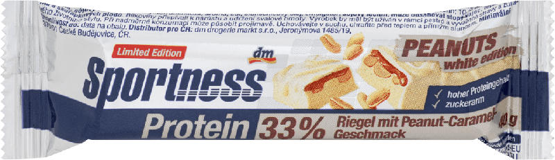 Sportness Proteinriegel 33%, Peanut Caramel Geschmack, White Edition