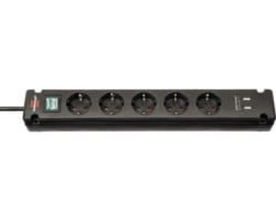 Steckdosenleiste 5-fach plus USB 3 m, schwarz