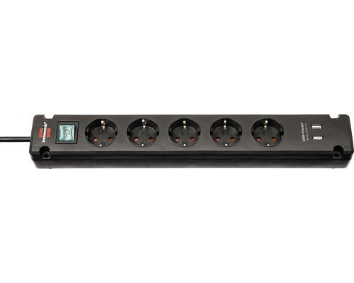 Steckdosenleiste 5-fach plus USB 3 m, schwarz